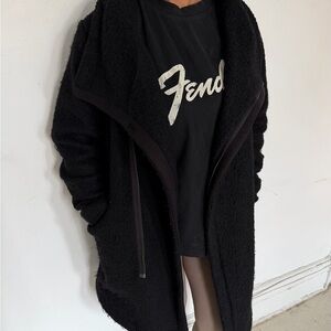 H&M Black Asymmetrical Zip Coat – Warm, Stylish & Versatile | Size M